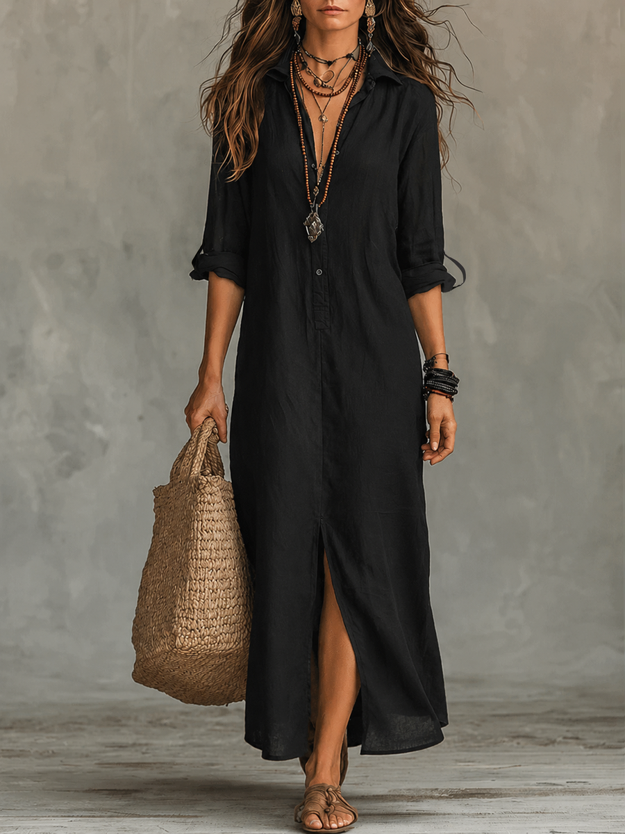 Luna™ | Bohemian Shirt Maxi Dress