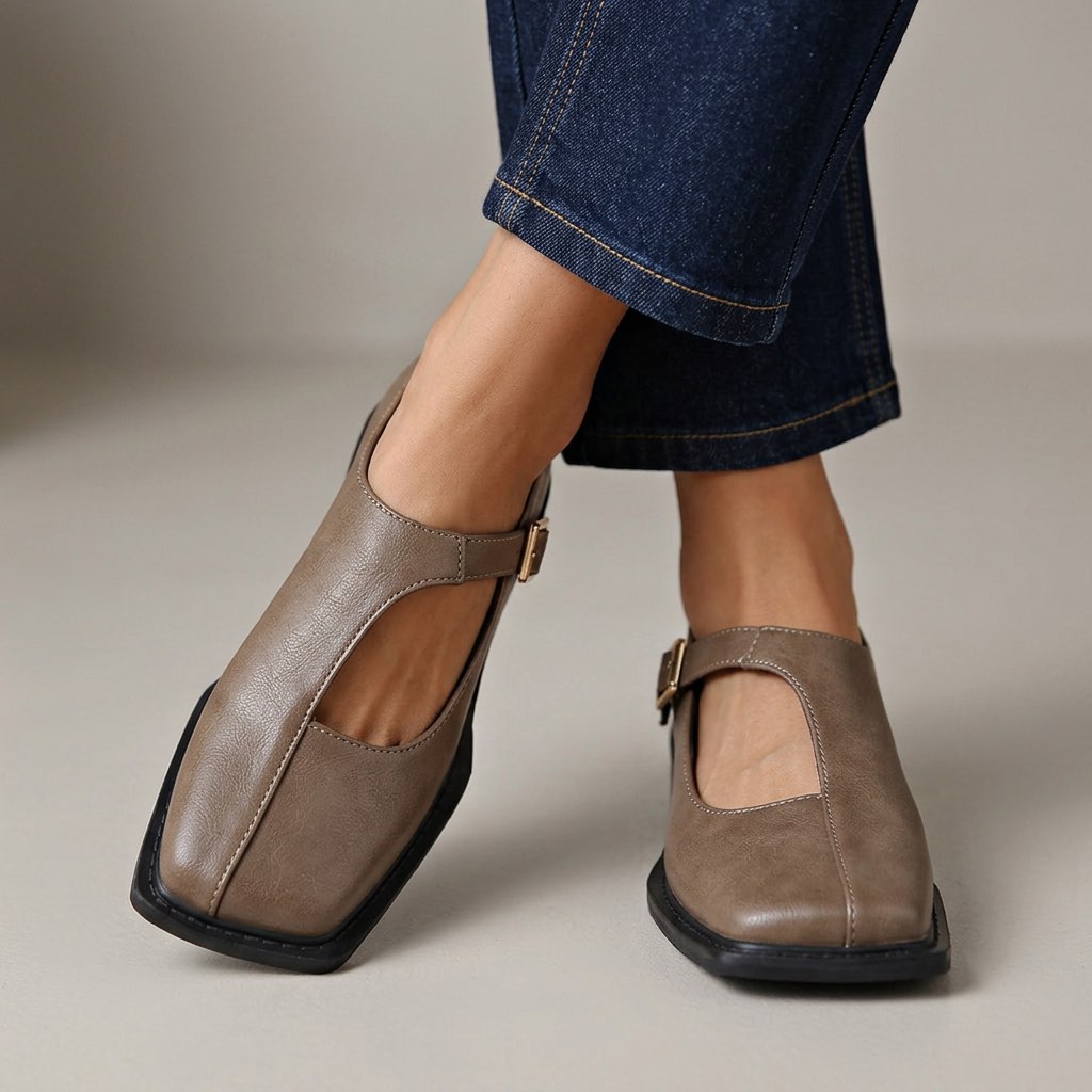 Rosalie | Comfort Leather T-Strap Flats