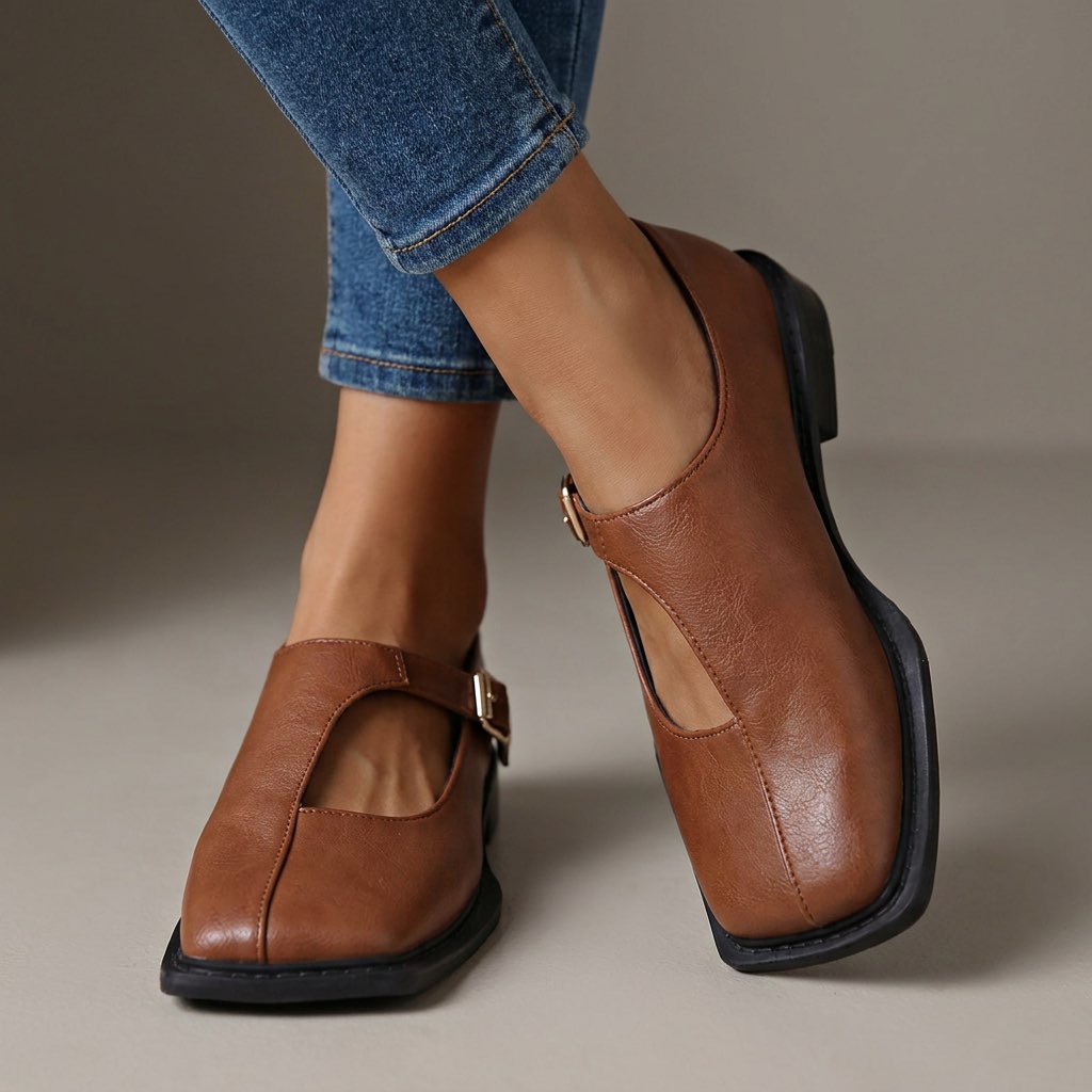 Rosalie | Comfort Leather T-Strap Flats