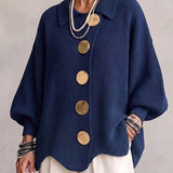Isadora | Oversized Collared Cardigan with Large Metal Buttons