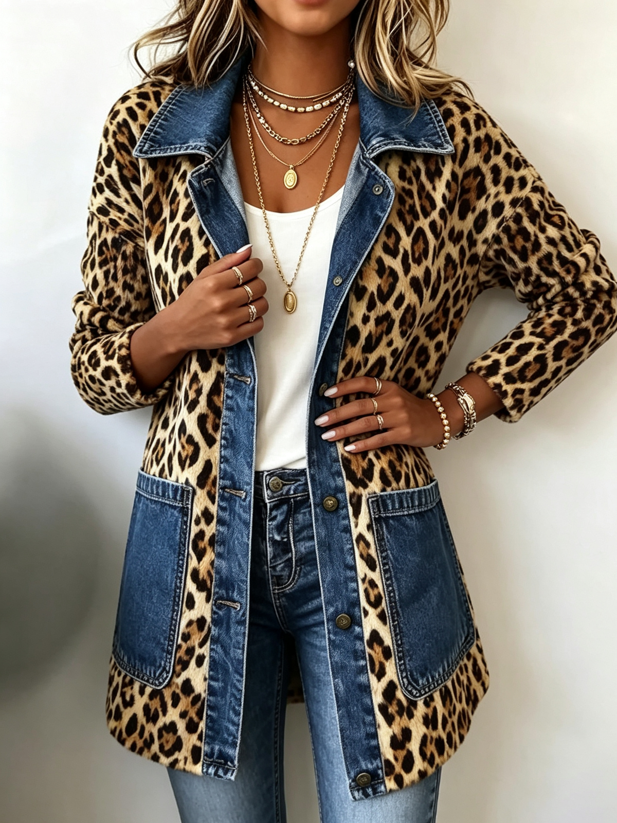 Vivienne | Leopard Print Denim Jacket