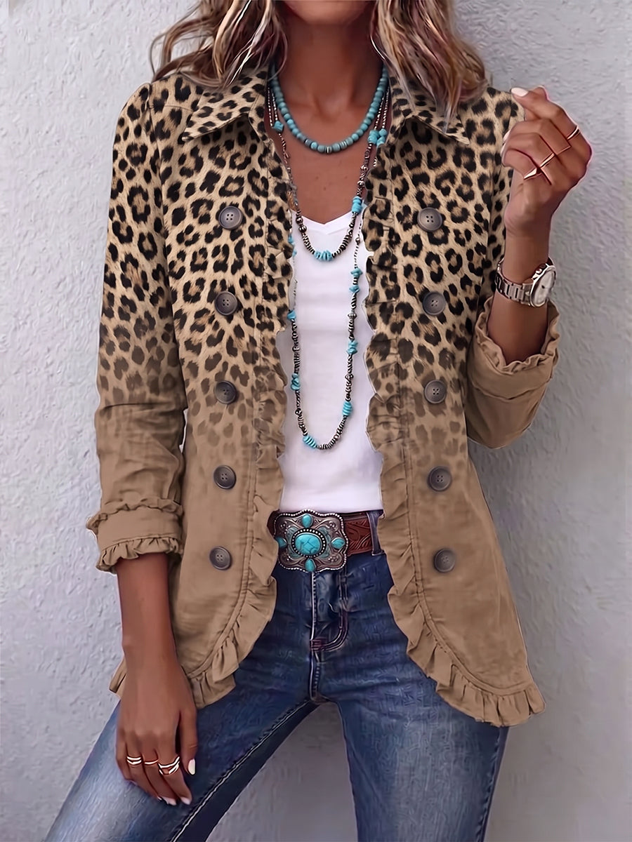 Tawny | Ombre Leopard Ruffle Jacket