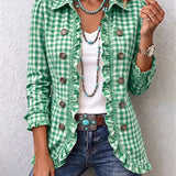 Charlene | Gingham Ruffled Jacket