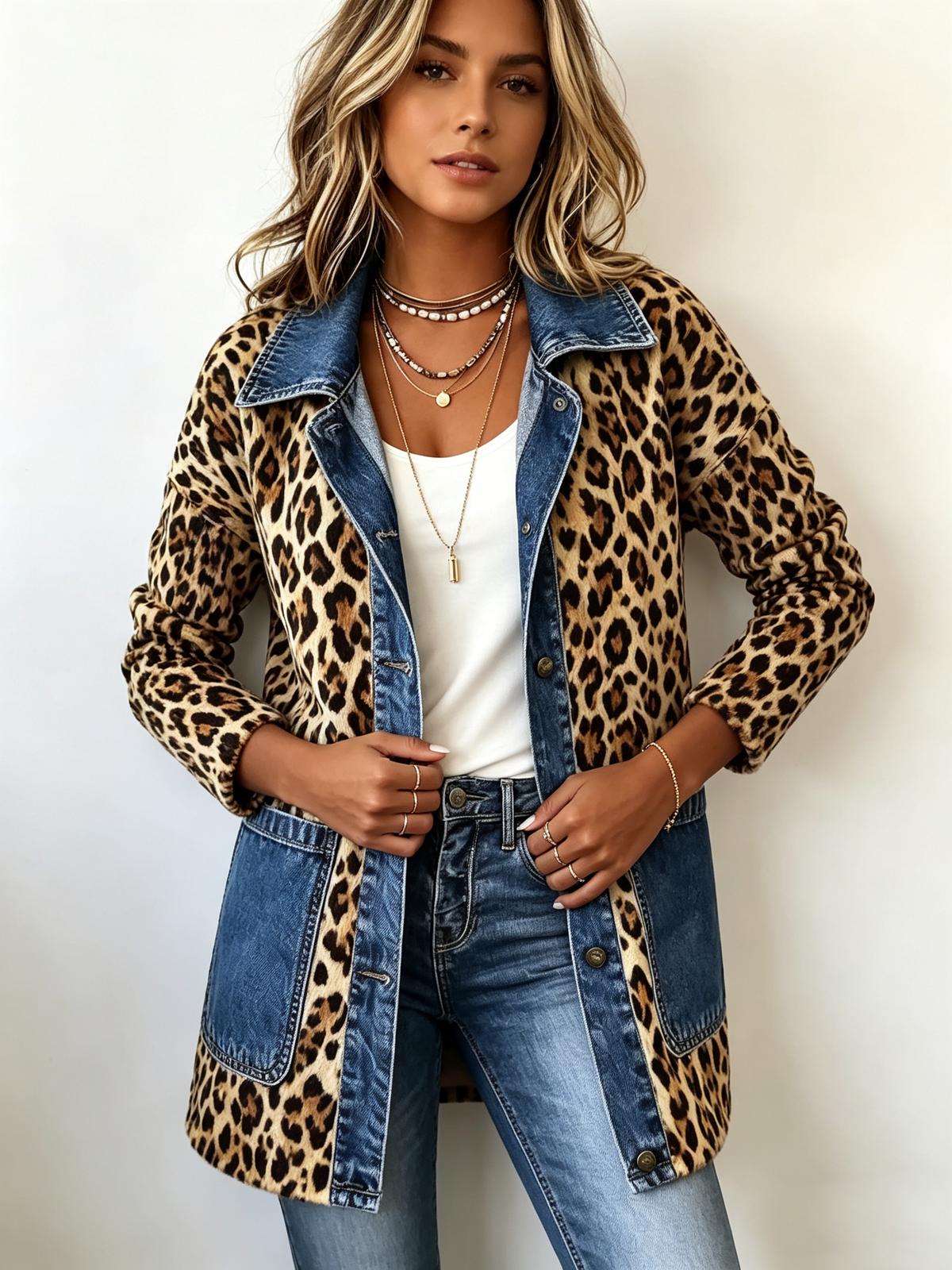 Vivienne | Leopard Print Denim Jacket