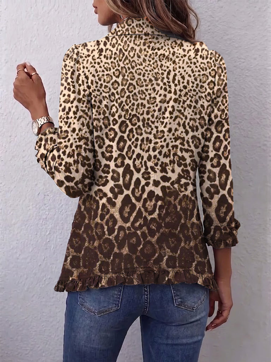 Navara | Leopard Print Ruffle Jacket