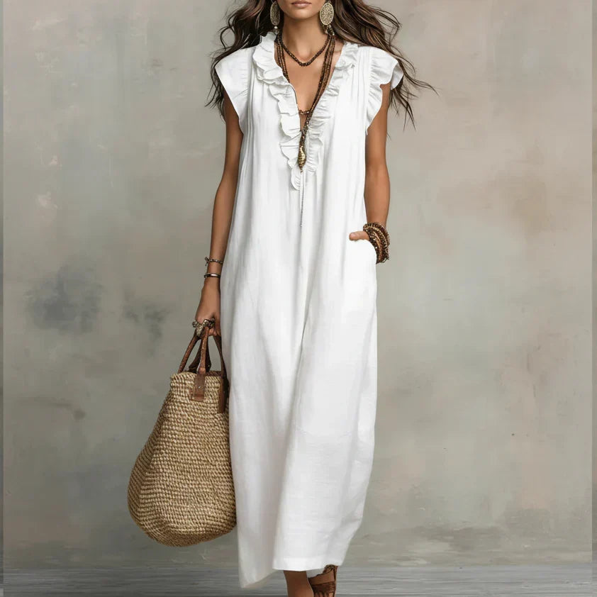 Zoey | Long Bohemian Maxi Dress with Ruffle Details