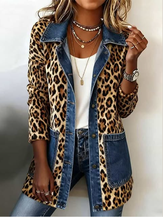 Vivienne | Leopard Print Denim Jacket