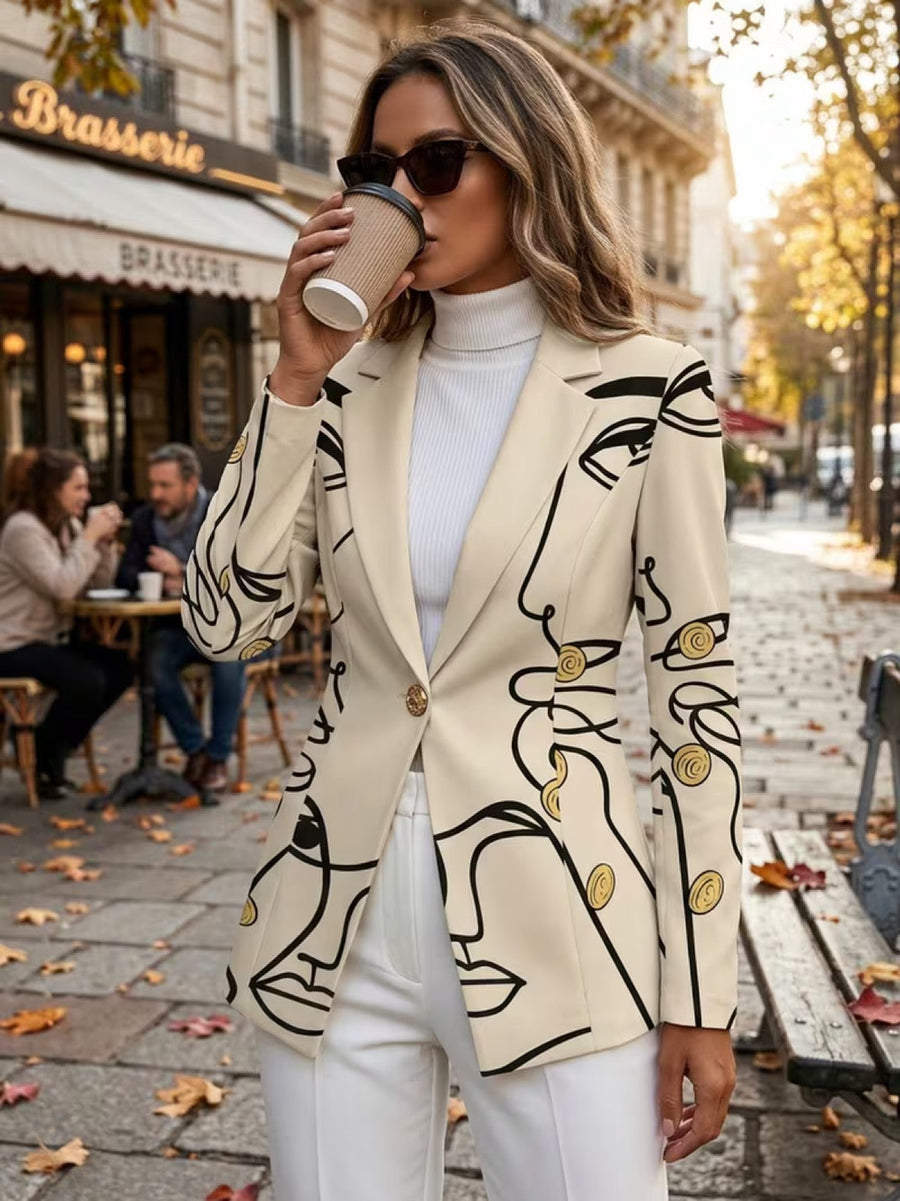 Philippine | Line Art Print Tailored Blazer
