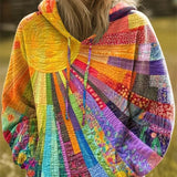 Dawnella | Bohemian Multicolor Patchwork Hoodie