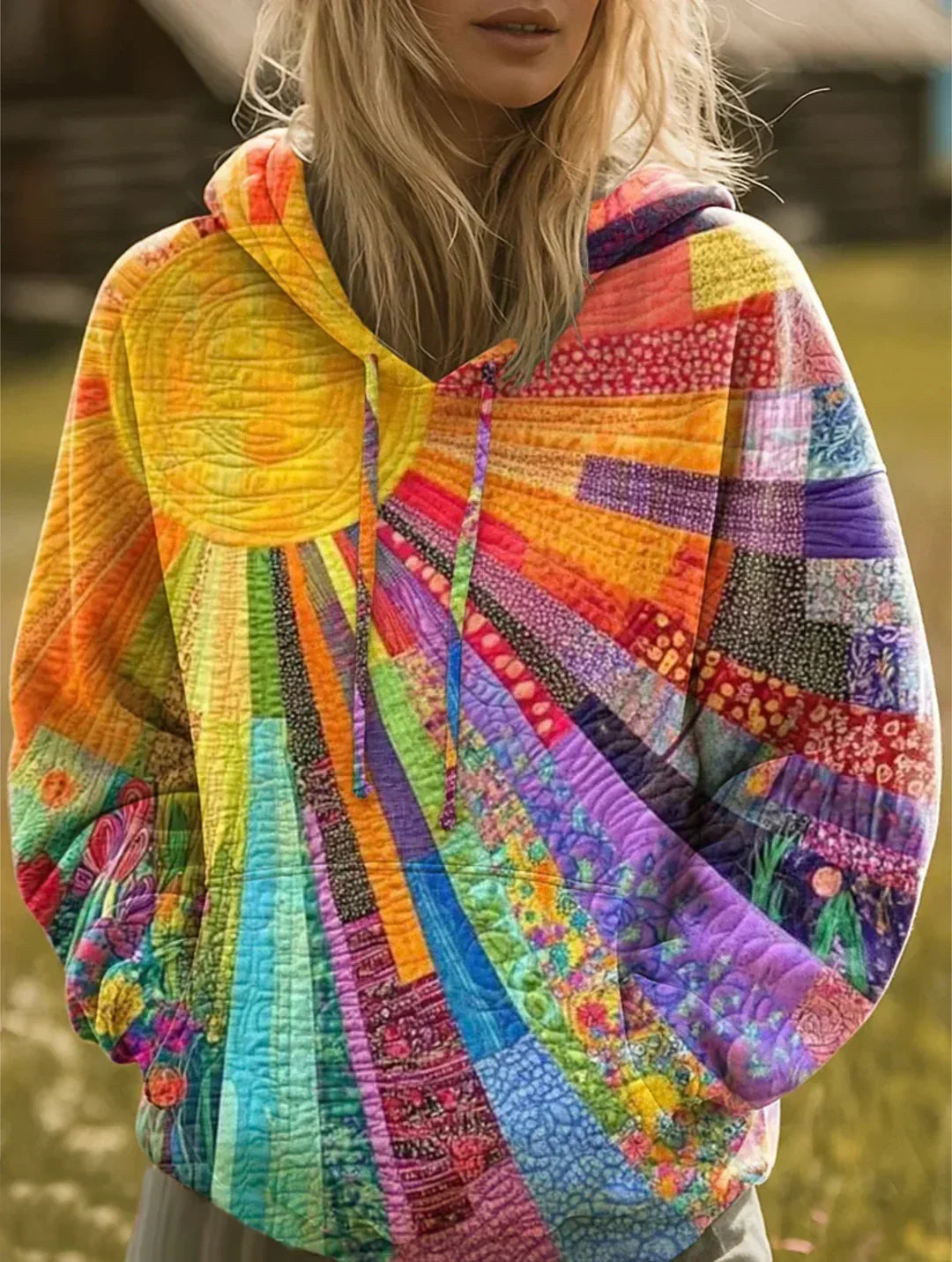 Dawnella | Sunburst Patchwork Hoodie