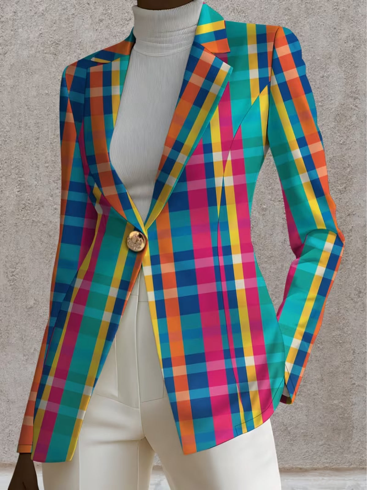 Rosaline | Rainbow Plaid Blazer