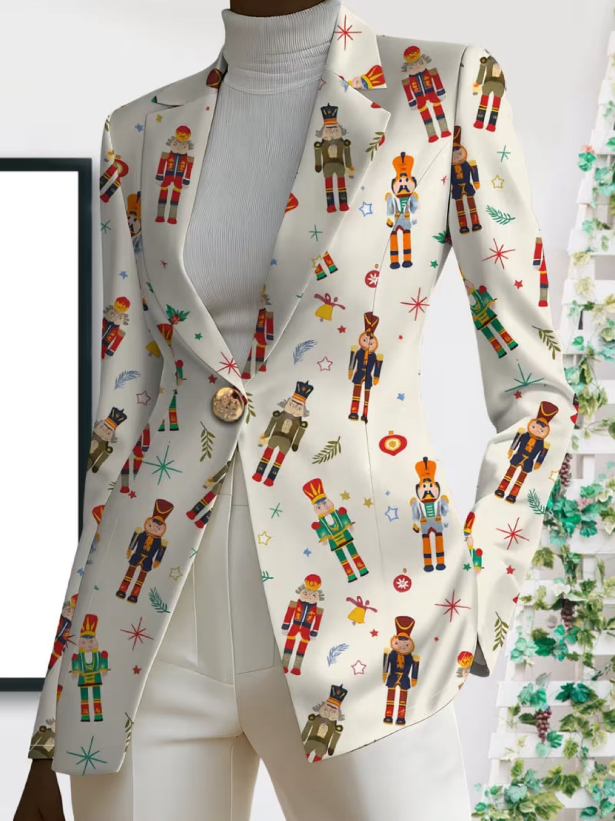 Vivenne | Nutcracker Print Holiday Blazer