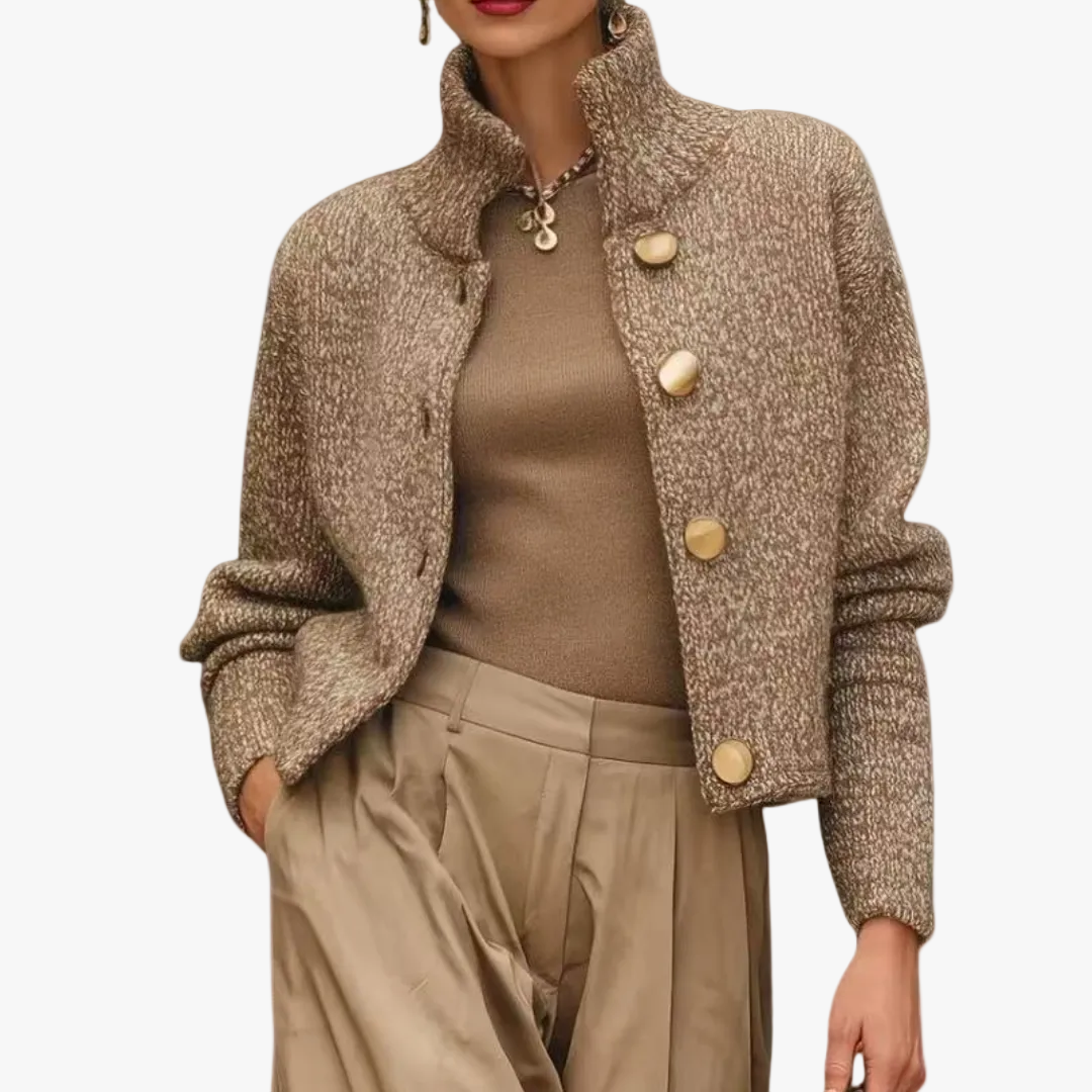 STAND COLLAR | KNIT SWEATER JACKET FOR WOMEN