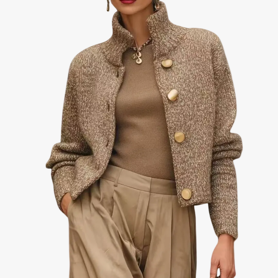 STAND COLLAR | KNIT SWEATER JACKET FOR WOMEN