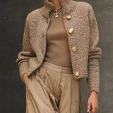 STAND COLLAR | KNIT SWEATER JACKET FOR WOMEN