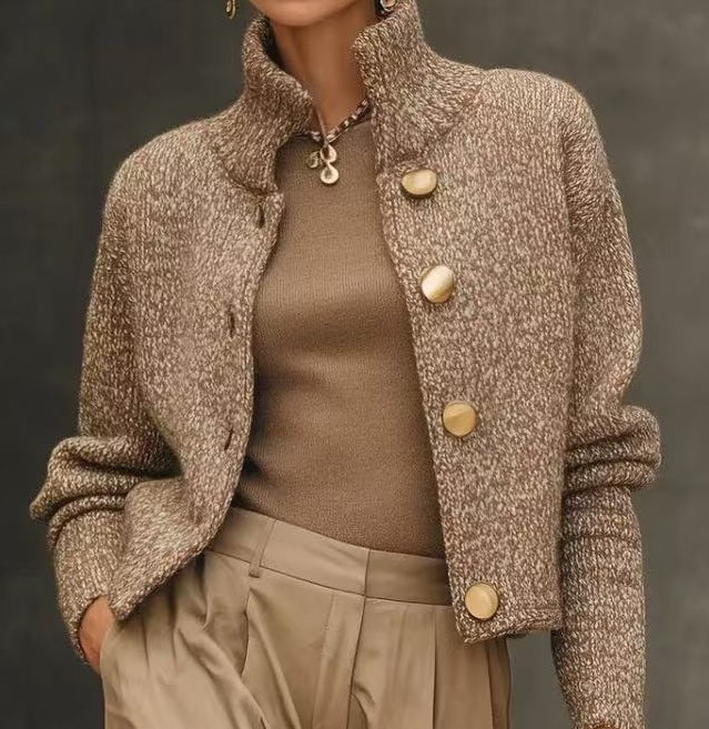 STAND COLLAR | KNIT SWEATER JACKET FOR WOMEN