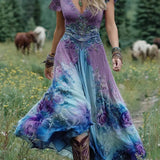 Sophia | Women's V-Neck Short Sleeve Floral Maxi Dress